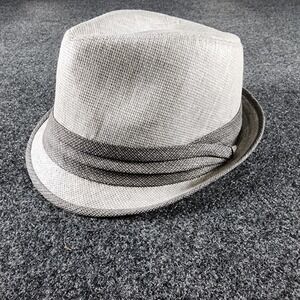 MILANI 100% Linen Fedora Hat Gray Men's Size S/M Classic Dress